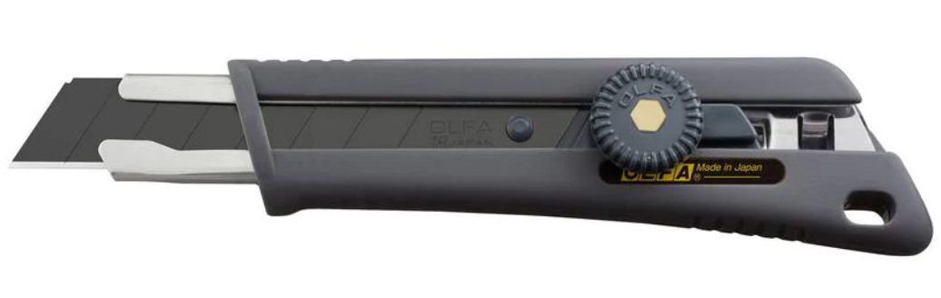 18 mm utility knife with rubber handle and ratchet-lock