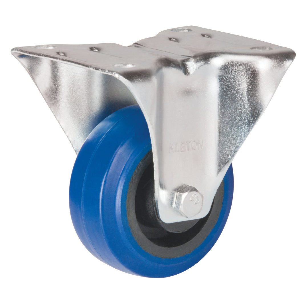 Kleton Blue Caster, Fixed, 3" (76 mm), Rubber, 285 lb (129 kg)